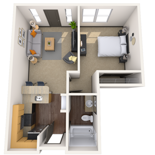 Traditional 1x1 562-863 SF 5143 floor plan